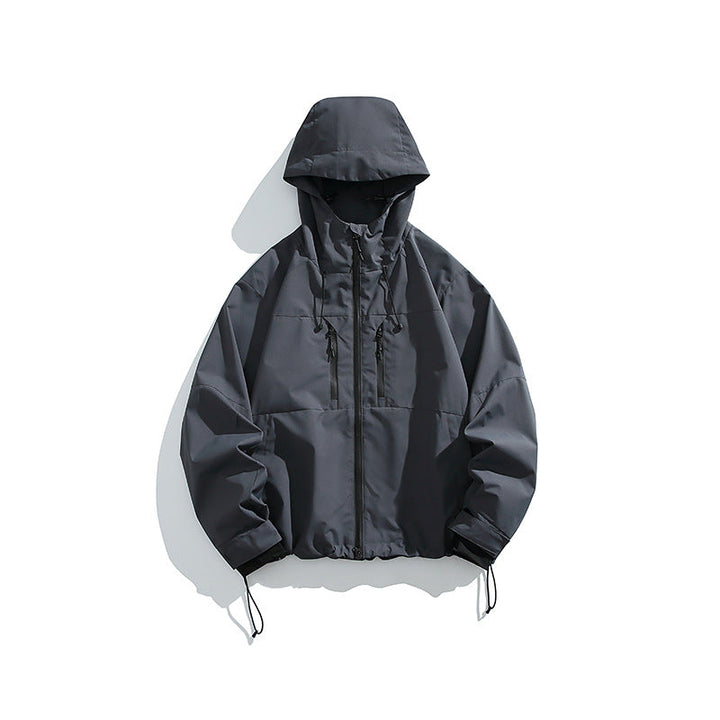 Herr Teknisk Regn Softshell Jacka med Huva, Dragkedja och Justerbar Fåll