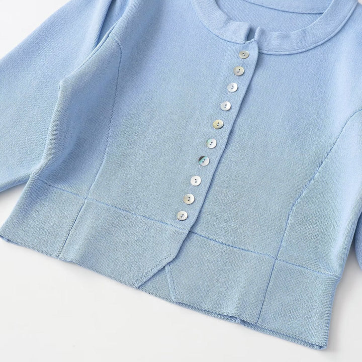 Dam Kort Ribbed Bolero Jacka med Puff Ärmar