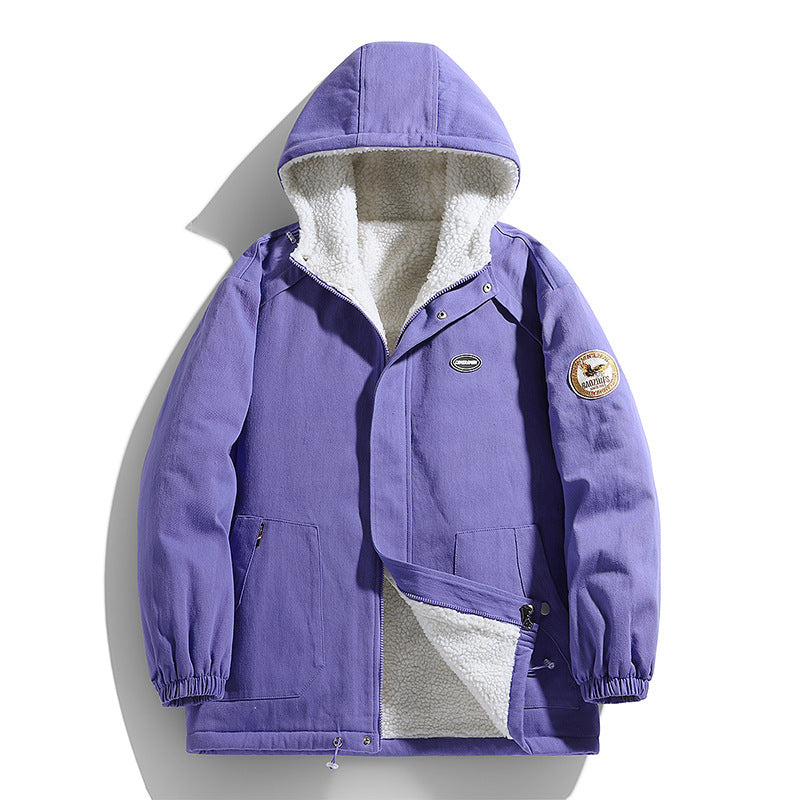 Herr Vadderad Canvas Parka med Sherpa Fleecefoder och Huva