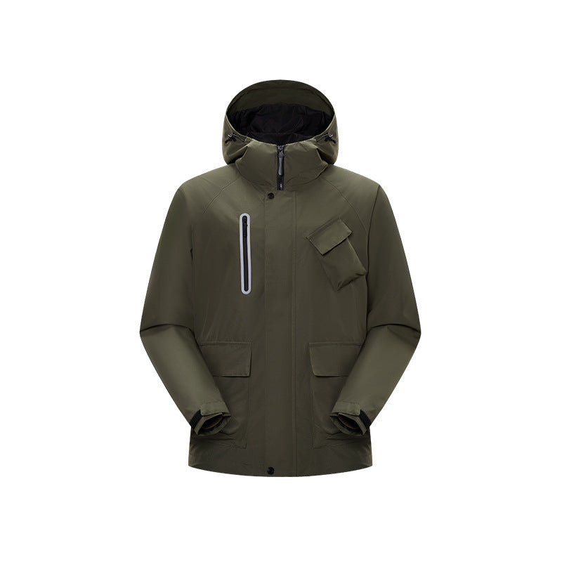 Herr Teknisk Regn Softshell Jacka med Huva, Tätad Sömmar och Taktisk Fickor
