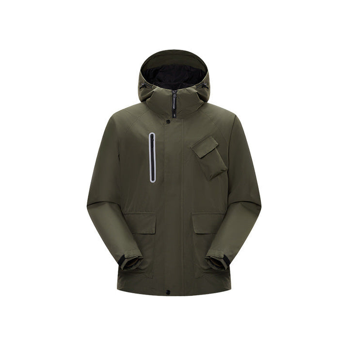 Herr Teknisk Regn Softshell Jacka med Huva, Tätad Sömmar och Taktisk Fickor