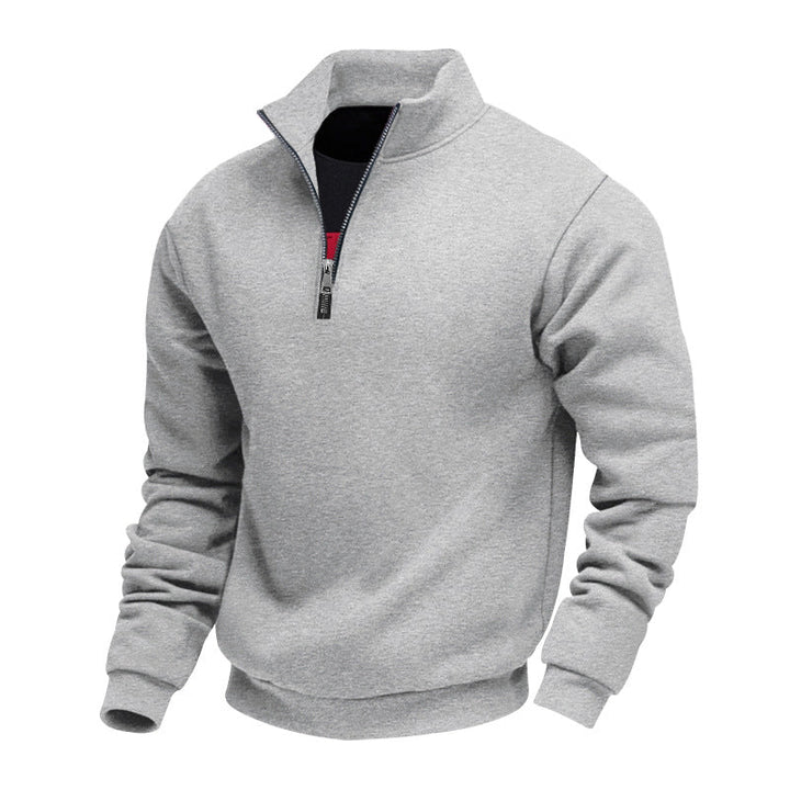 Herr Lätt Fleece Pullover med Ståkrage och Halv-Length Dragkedja