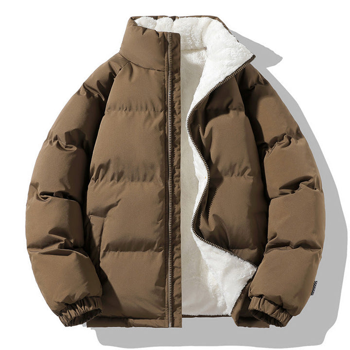 Dam Kort Polar Quiltad Jacka med Teddy Foder, Boxig Skärning &amp; Dold Dragkedja