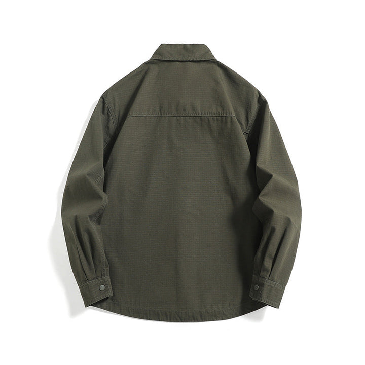 Herr ripstop overshirt med tryckknapp knäppslå, straight skärning och bröstficka