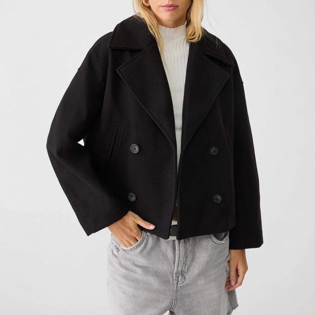 Dam Fashion kort jacka med dubbel knäppning