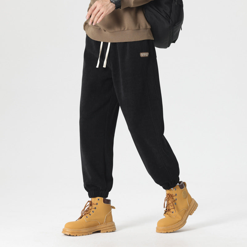 Herr Bekväm Sweat Jogging Byxor med Elastic Dragsko, Pre-Shaped Sömmar, och Ribbstickade Muddar