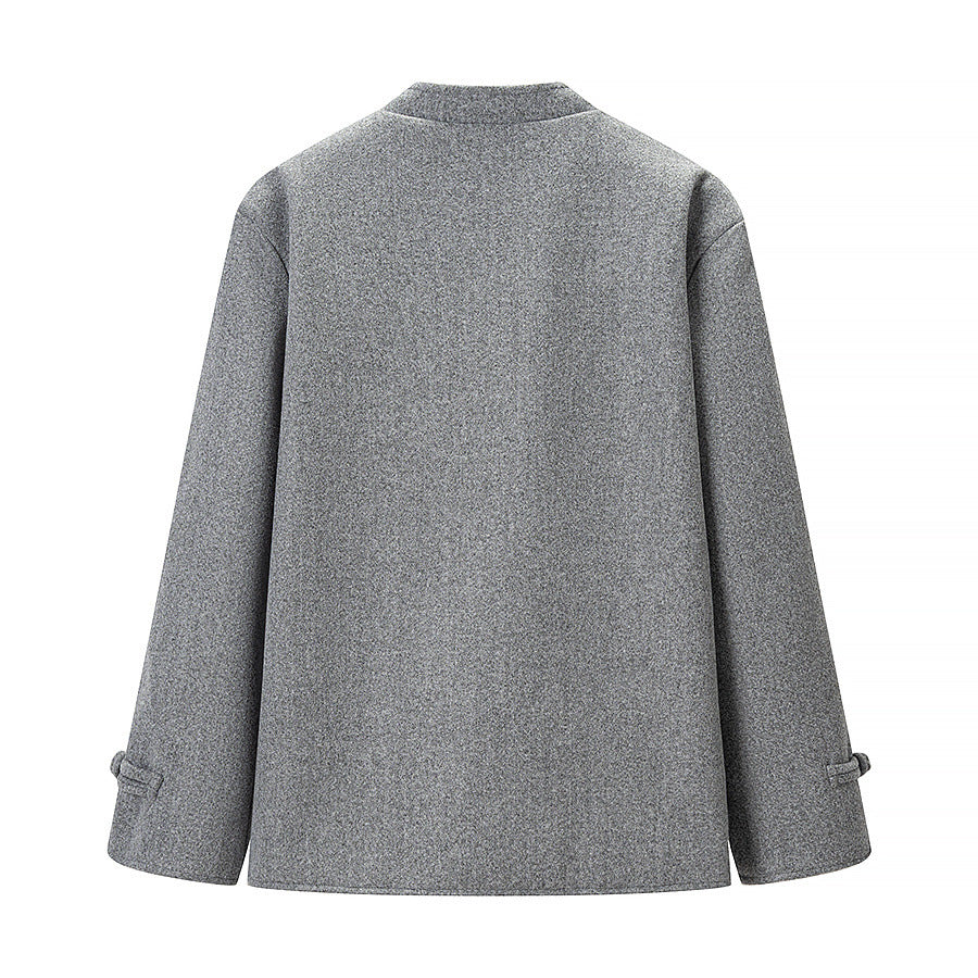 Dam Ull Look Kort Jacka med Stå Krage och Knot Closures