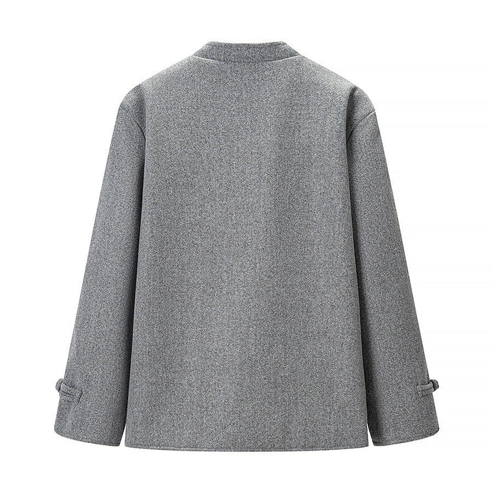 Dam Ull Look Kort Jacka med Stå Krage och Knot Closures