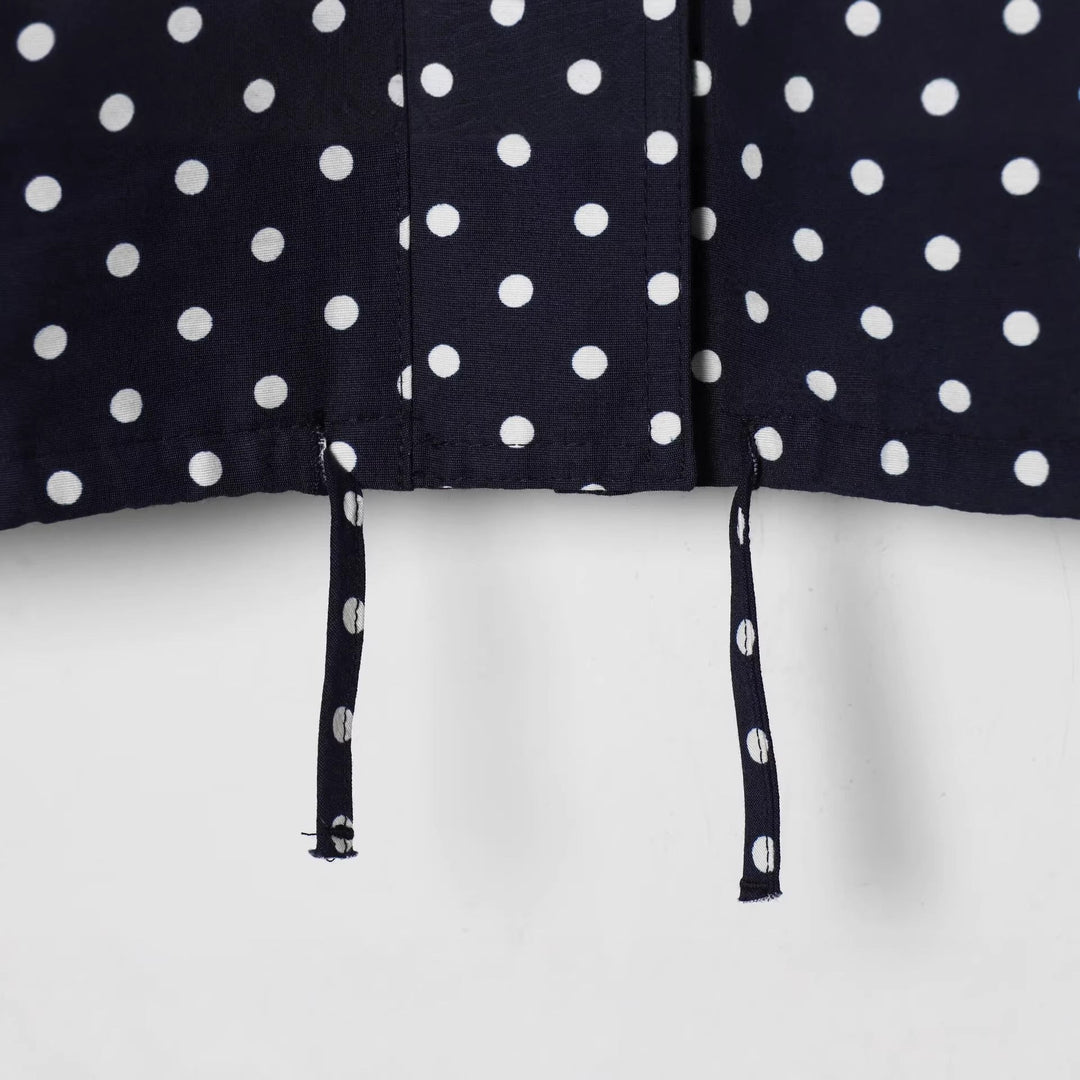Dam lätt kort Transition jacka med ståkrage, Polka Dot tryck och dragsko
