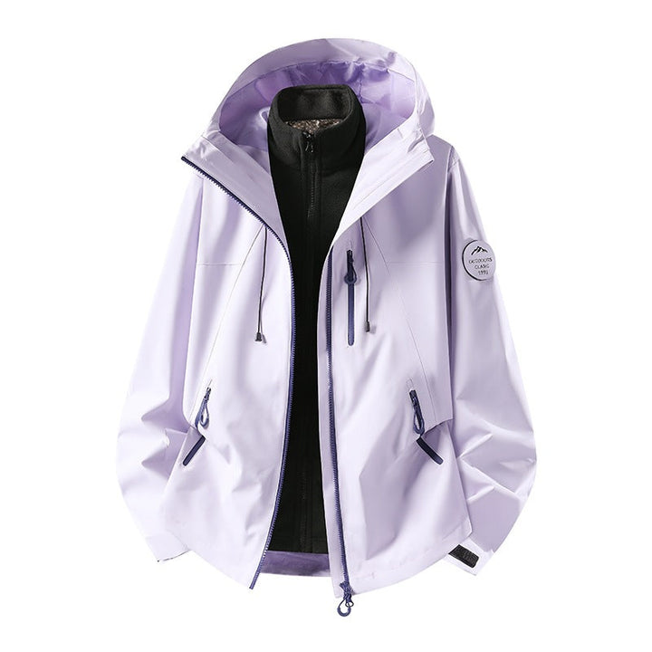 Herr Two-Piece Vattentät Frilufts Jacka med Avtagbar Fleece Inner Jacka och Tätad Sömmar