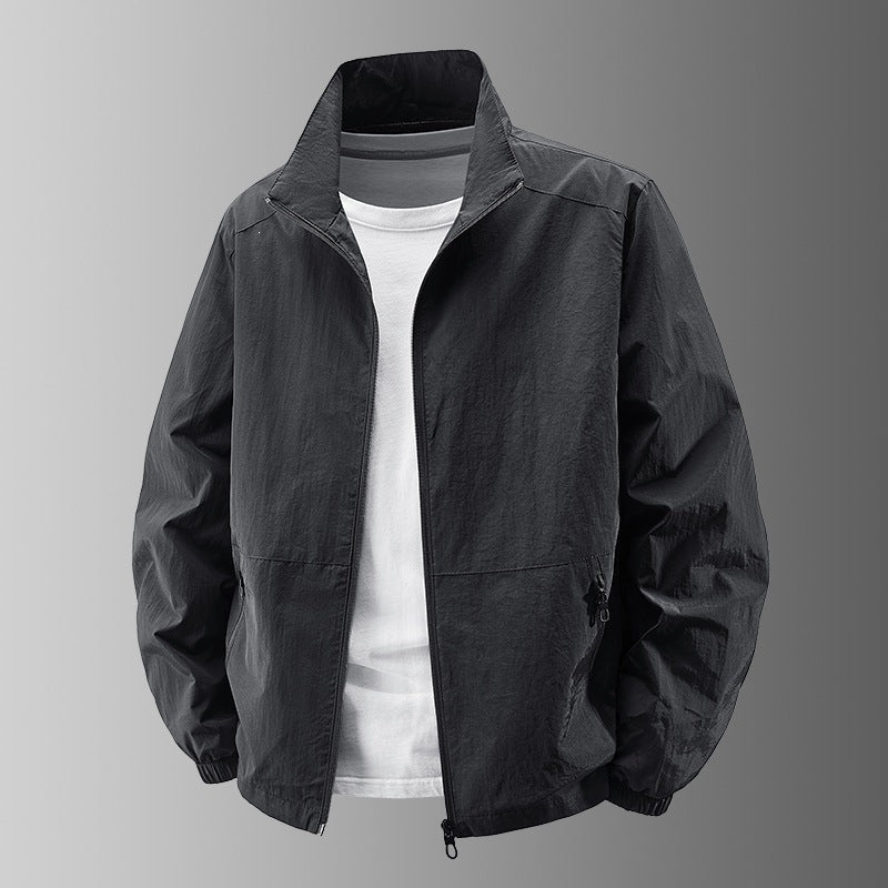 Herr Ultralight Technical Blouson Jacka med Elastisk Muddar, Dold Dragkedjefickor och Andningsbar Nylon Mix