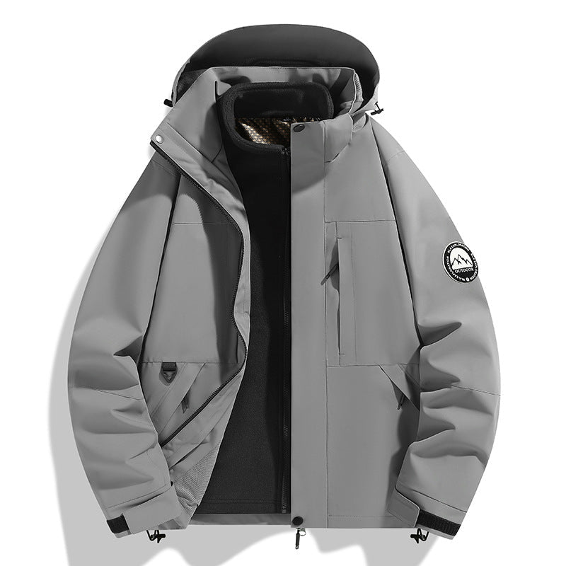Dam två-layer softshell utomhusjacka med removable fleece inner jacka och huva