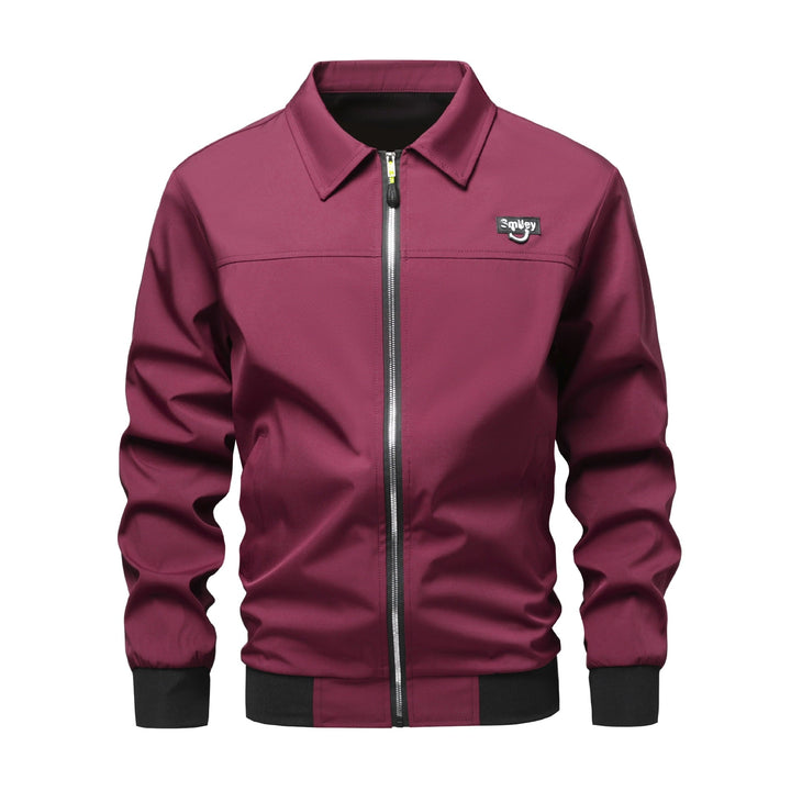 Herr Collar-Zip Blouson Tillverkad av Softshell med Ribbad Muddar och Smiley Patch