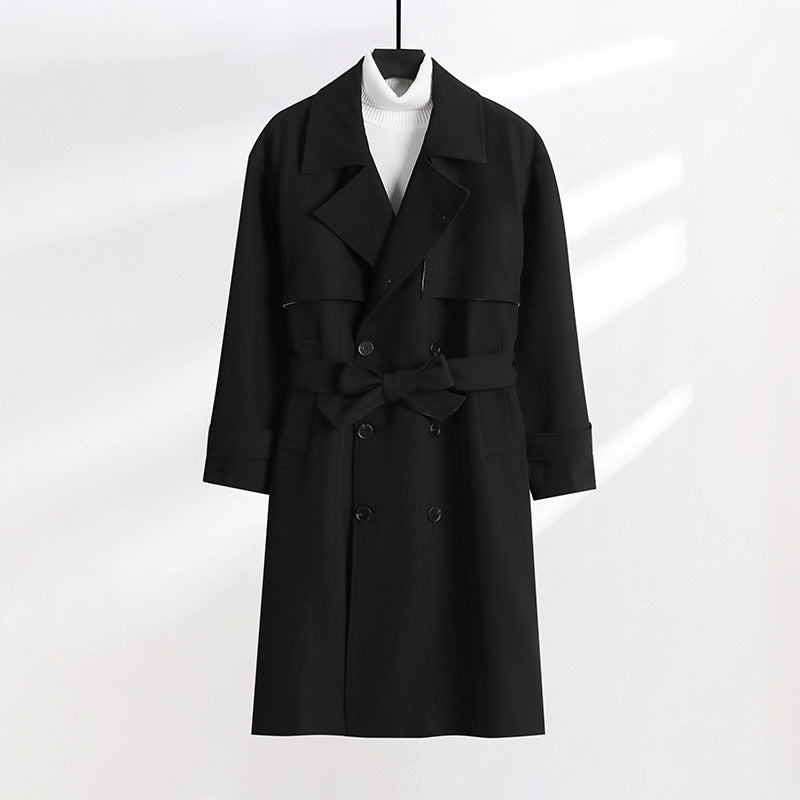 Dam skräddad double-breasted trenchcoat med knytband och shawl krage