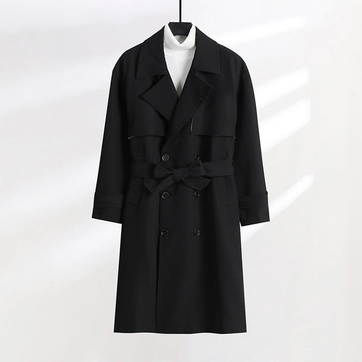 Dam skräddad double-breasted trenchcoat med knytband och shawl krage