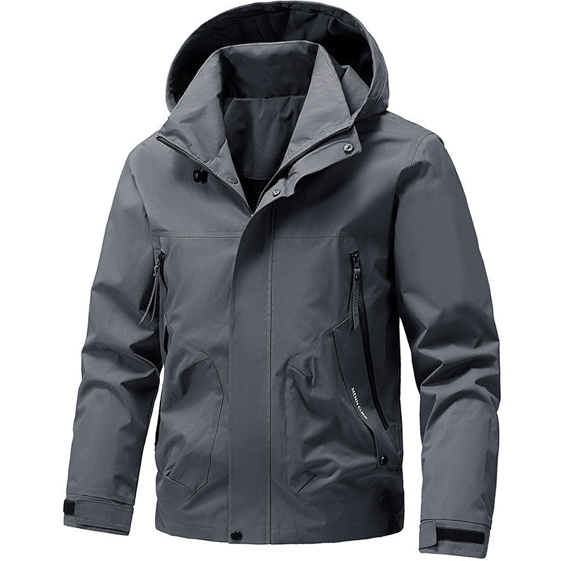 Herr ventilerande softshell utomhusjacka med vindtät Membran, justerbar huva och fickor med dragkedja