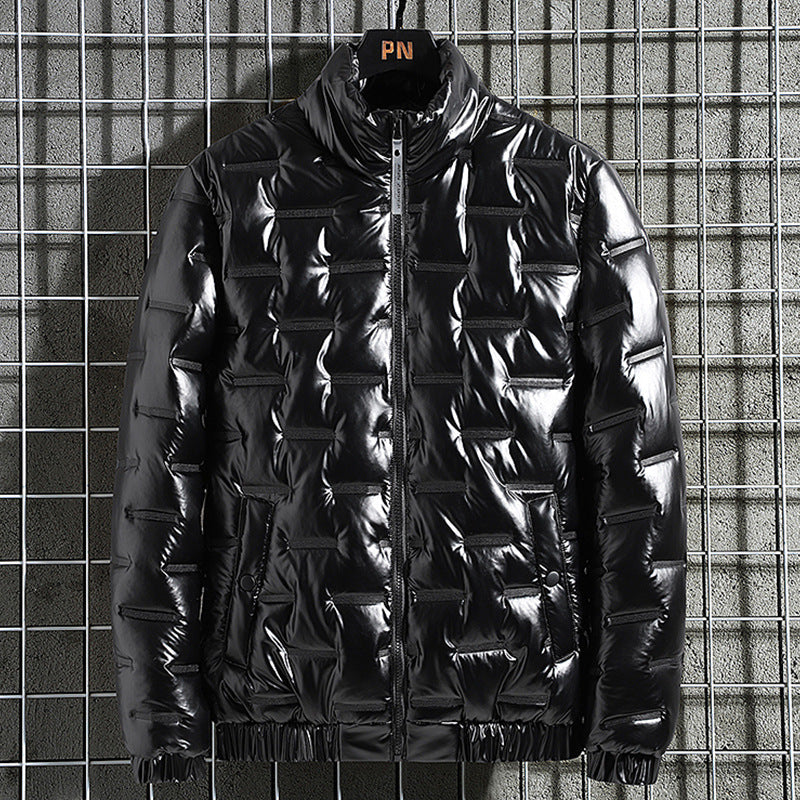 Herr Metallic Quiltad Termiskly Insulated Dun Jacka med Hög Stående Krage
