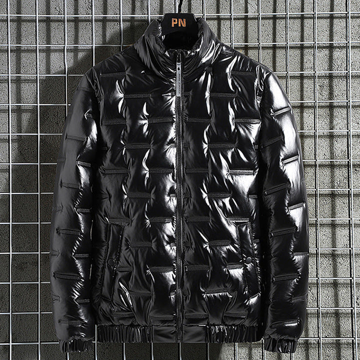 Herr Metallic Quiltad Termiskly Insulated Dun Jacka med Hög Stående Krage