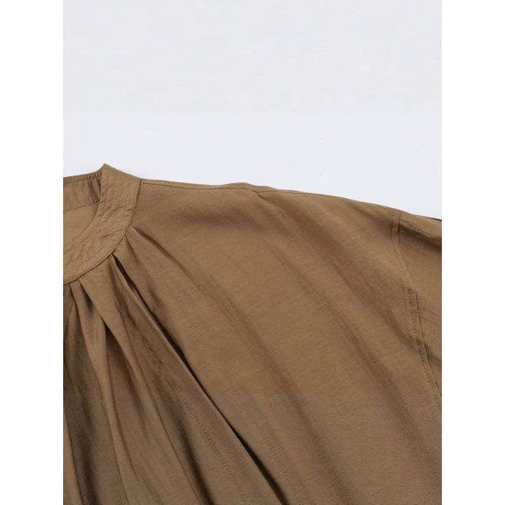 Dam Kort Skärning Pleated Blouson Jacka med Balloon Ärmar och Smocked Waist
