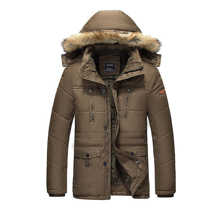 Herr Vattenavvisande Quiltad Parka med Huva, Faux Fur Trim och Teddy Fleecefoder