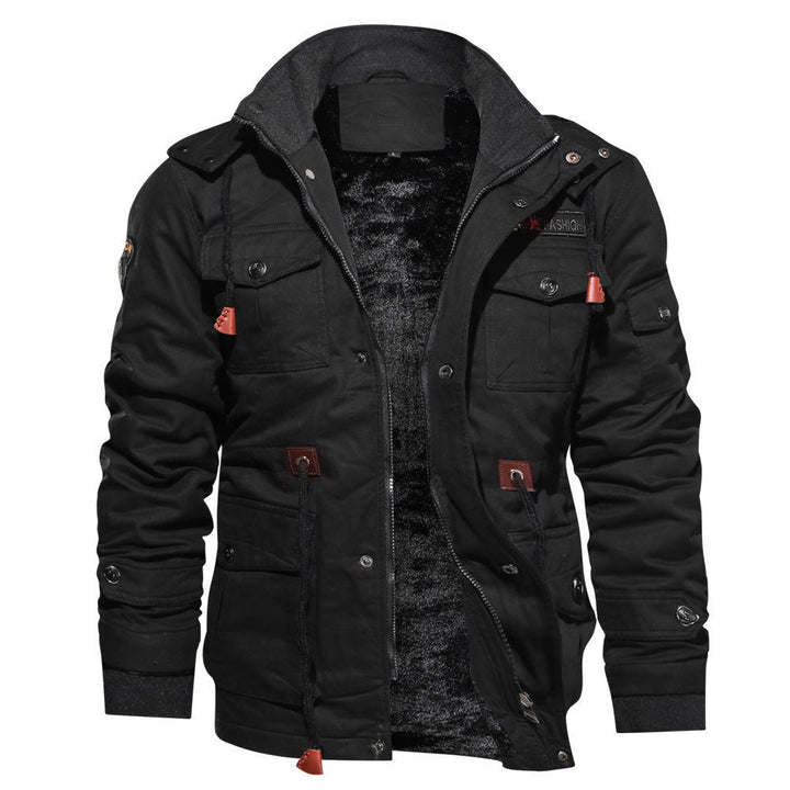 Herr Canvas Fält Parka med Insulated Termisk Foder, Multifunction Fickor och Huva