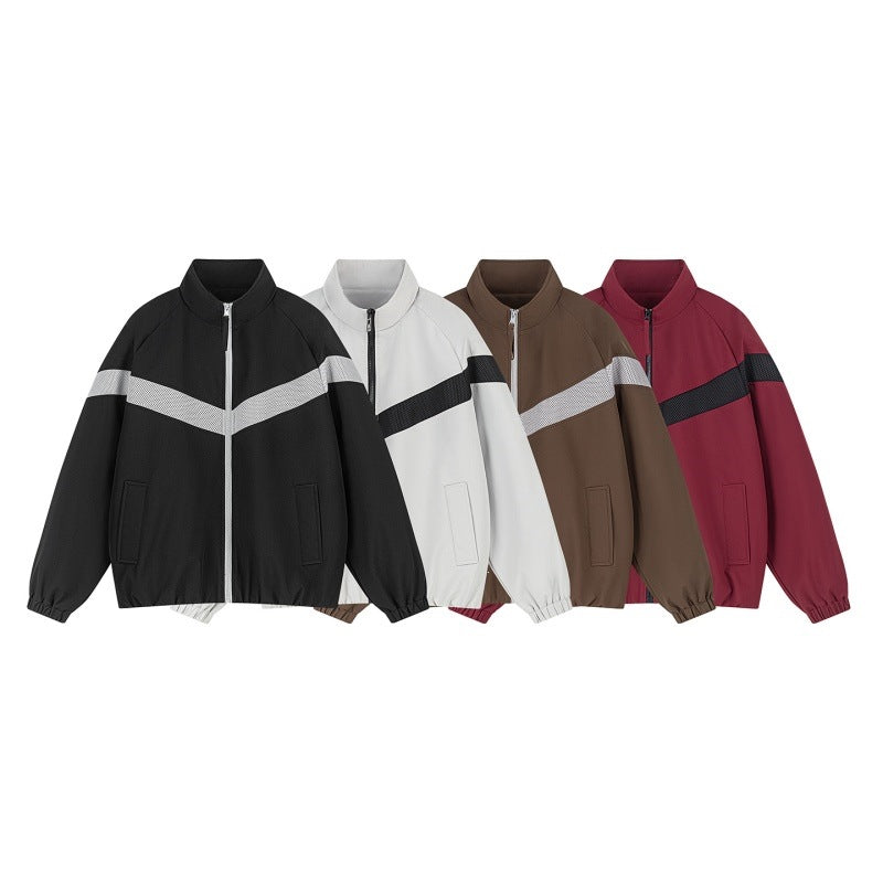 Unisex Lätt Training Jacka i Retro Sports Stil med V-Shaped Reflective Insert