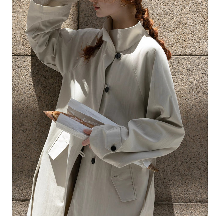 Dam lätt oversize trenchcoat med hög ståkrage, justerbar muddar &amp; Tied bälte