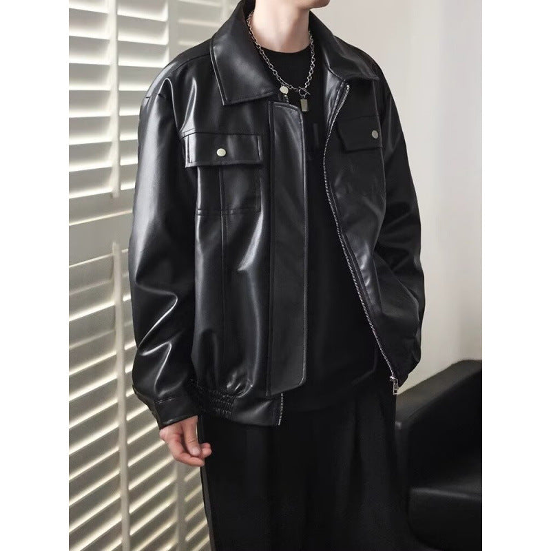 Herr Kort Cropped oversize fuskläder funktionsjacka med Bröst locks och hel dragkedja