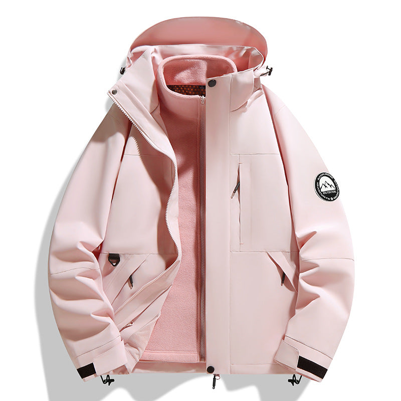 Dam två-layer softshell utomhusjacka med removable fleece inner jacka och huva