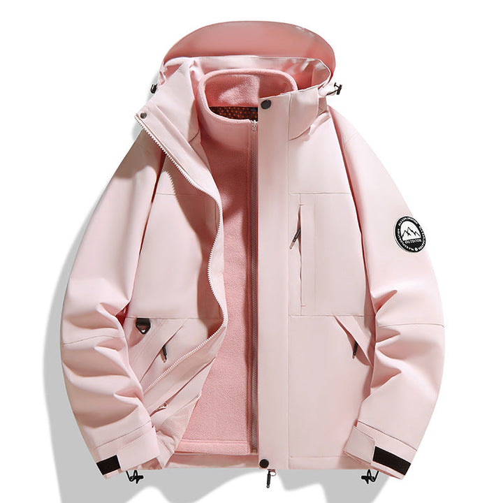 Dam två-layer softshell utomhusjacka med removable fleece inner jacka och huva