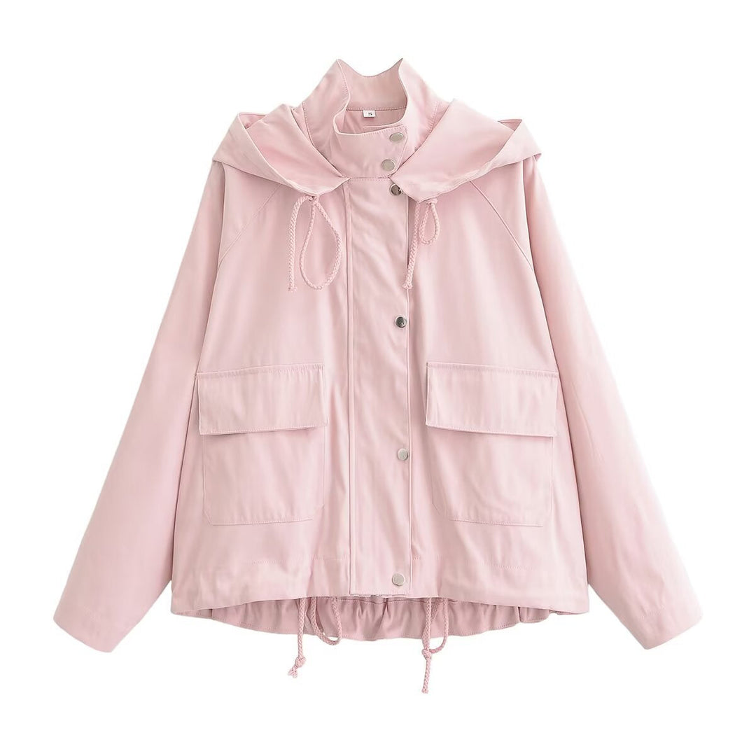 Dam Utility Parka i Boxig Skärning med Huva, Drawstring, och Patch Lock Fickor