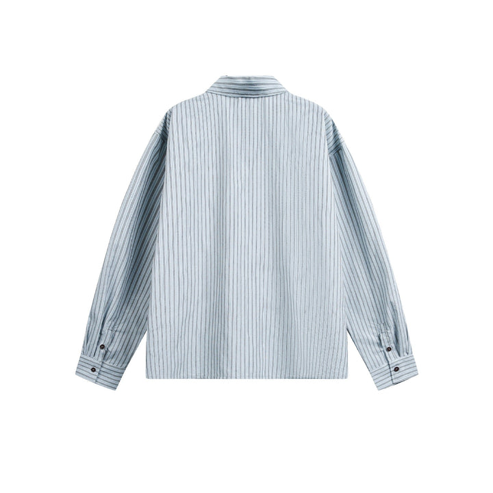 Herr randig overshirt med tvåvägs Dragkedja och bröstficka