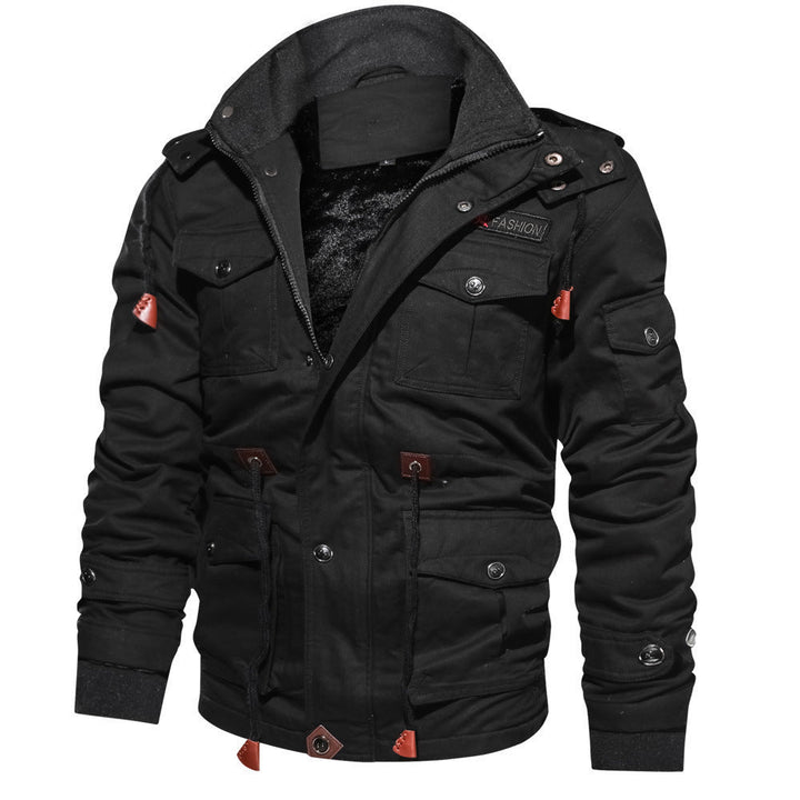 Herr Canvas Fält Parka med Insulated Termisk Foder, Multifunction Fickor och Huva