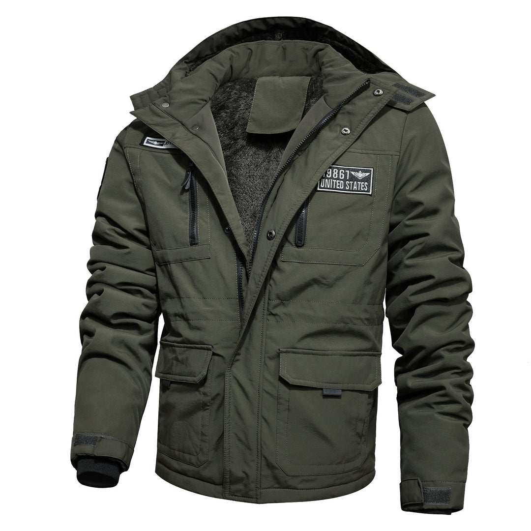 Herr Vattenavvisande Utility Parka med Teddyfoder, Huva, och Multifunction Fickor