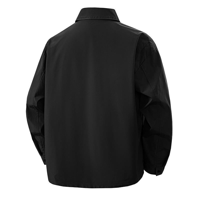 Herr overshirt coach jacka i urban funktion stil med tryckknapp knäppslå och angled dragkedja ficka