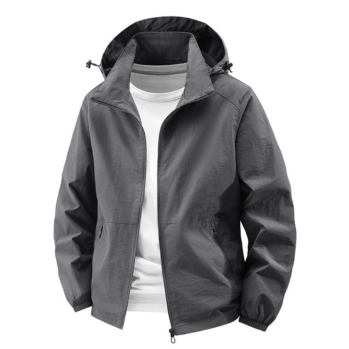 Herr Packable Vindtät Softshell Jacka med Huva med Adjustable Huva