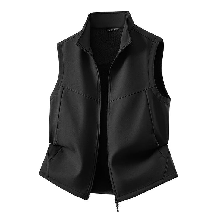 Dam ärmlös softshell väst med ståkrage, Stretch foder och två-Way dragkedja