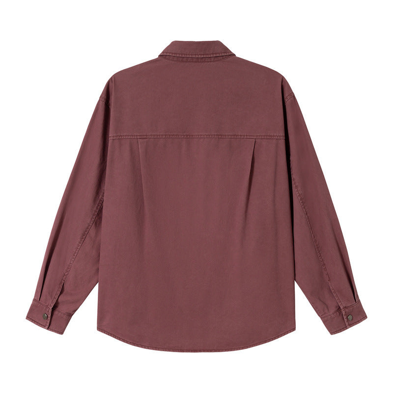Dam Avslappnad Skjorta Jacka Gjord av Bomull Twill med Asymmetric Breast Ficka