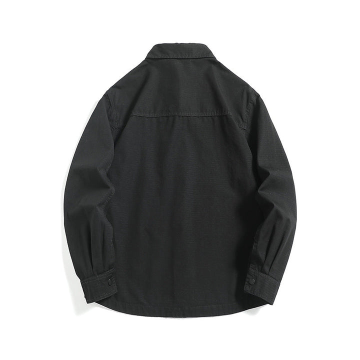 Herr ripstop overshirt med tryckknapp knäppslå, straight skärning och bröstficka