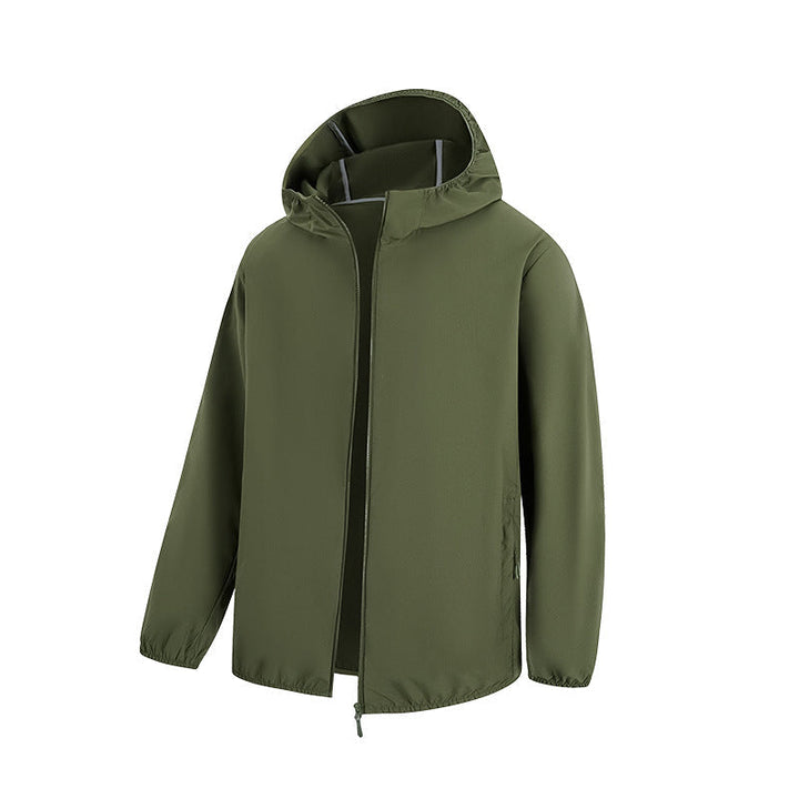 Herr Lätt Water-Repellent Jacka med Huva med Concealed Dragkedja och Dragsko