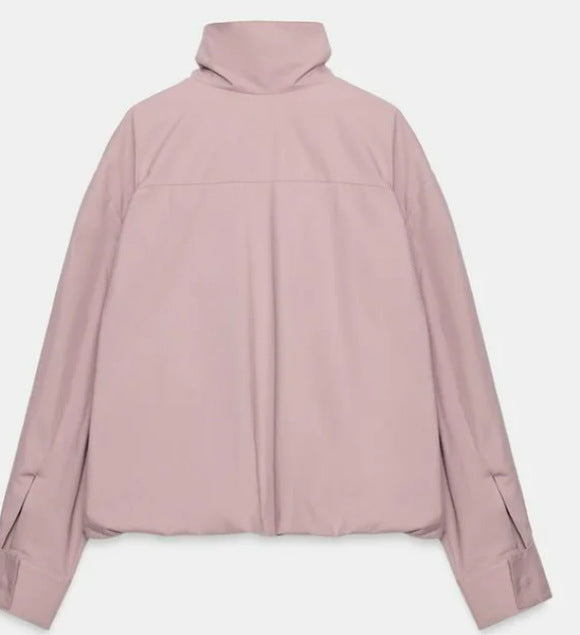 Dam Kort Blouson med Hög Roll Neck och Extra Lång Muddar