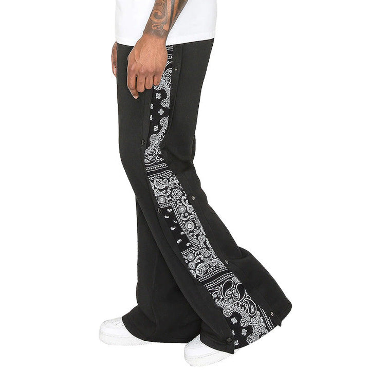 Herr Ledig Mjukisbyxor med Side Tryckknapp Opening &amp; Bandana Insert