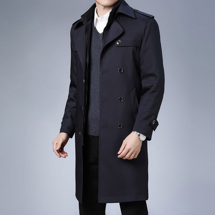 Herr Klassisk Vattenavvisande Trenchcoat med Dubbel Knapp Row och Epaulettes