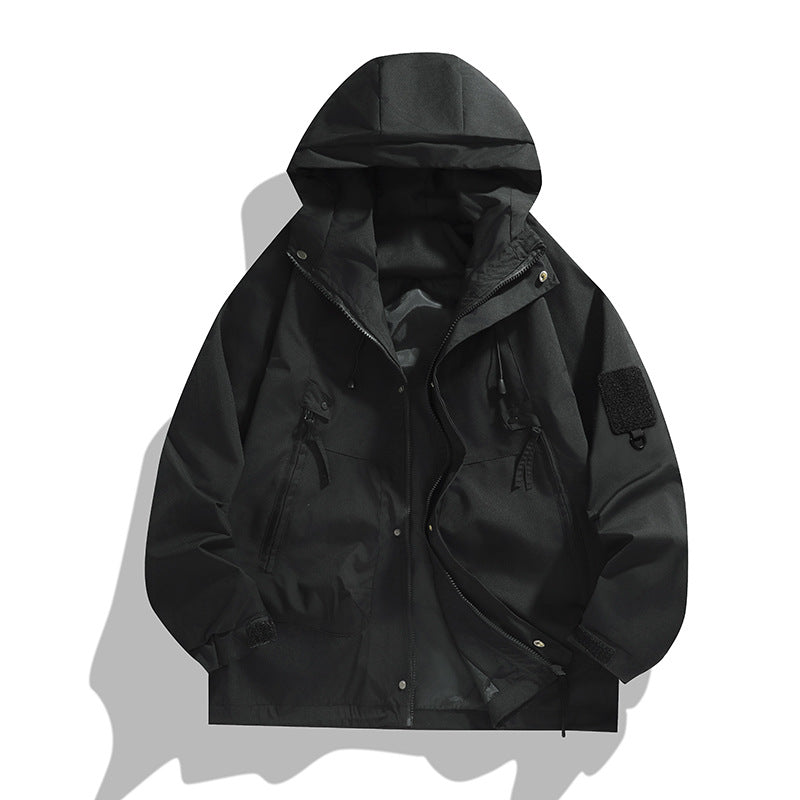 Herr Andningsbar Utility Luvtröja Jacka med Concealed Dragkedja, Multi Fickor, och Adjustable Ärm Muddar