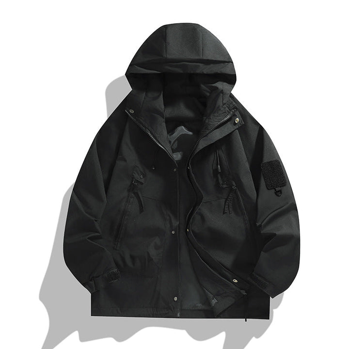 Herr Andningsbar Utility Luvtröja Jacka med Concealed Dragkedja, Multi Fickor, och Adjustable Ärm Muddar