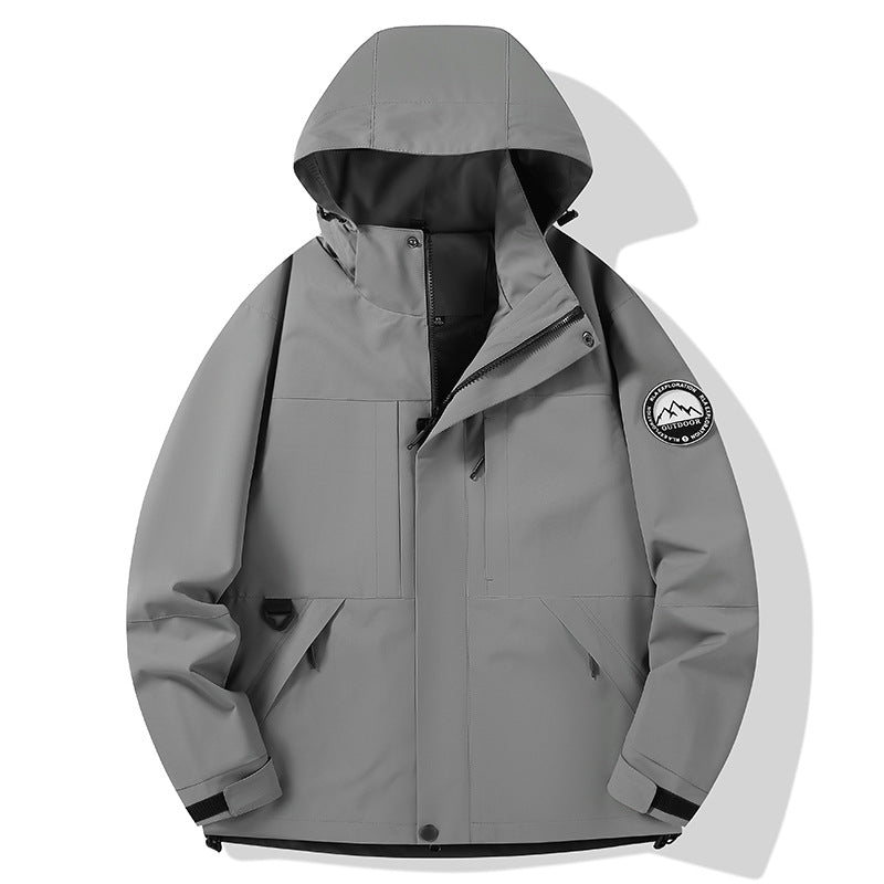 Dam vattentät hardshell utomhusjacka med huva och multifunction fickor