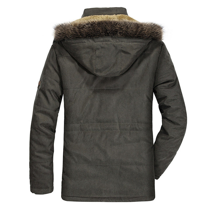 Herr Högkvalitativ Vinter Parka i Canvas Stil med Uttagbar Faux Fur Krage och Termisk Foder