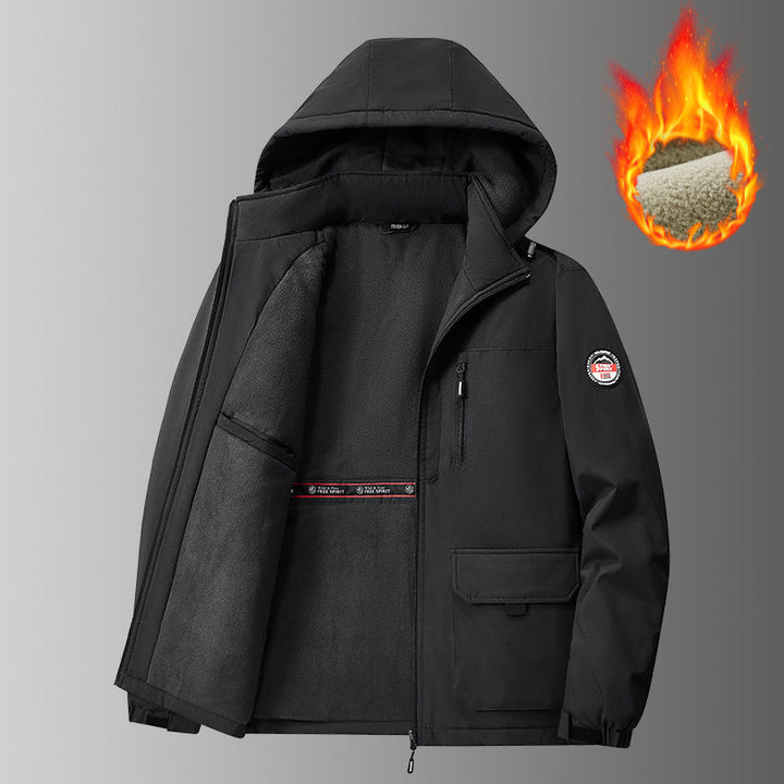 Herr Vind och Vatten Resistent med huva parka med mjuk fleecefoder och flera-funktionell Fickor