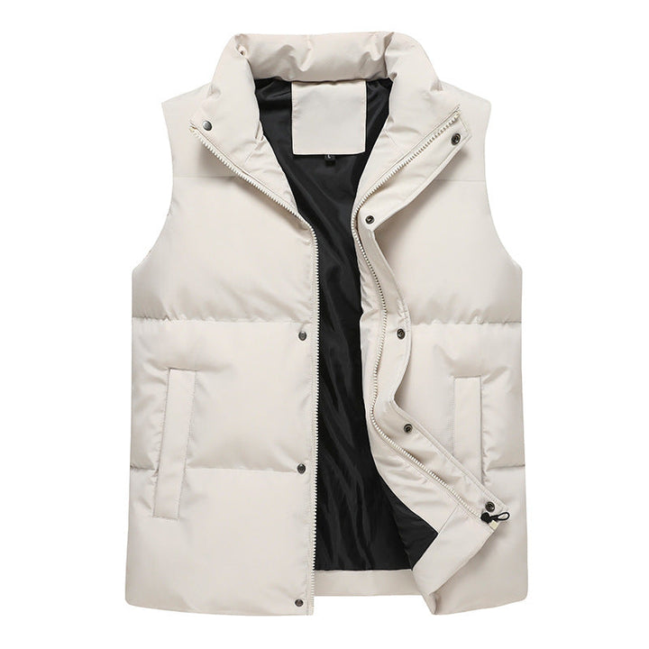 Herr Sleeveless Quiltad Termisk Väst med Stående Krage och Tvåvägsdragkedja