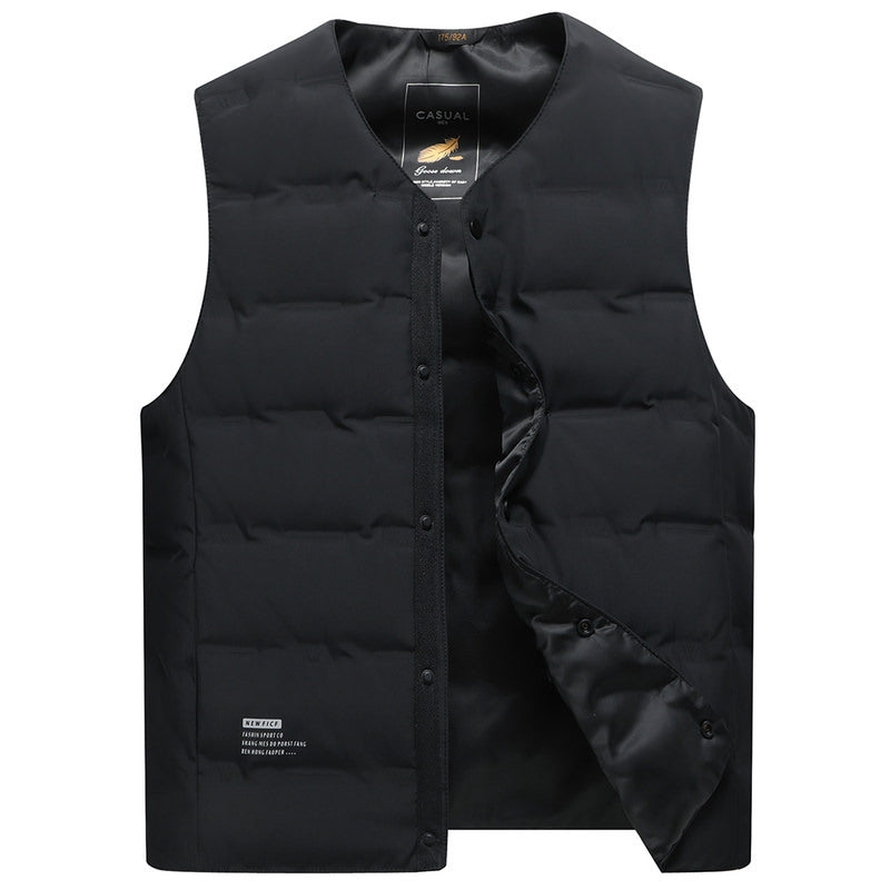 Herr Lätt Vadderad Termisk Väst med Snap-Knäppning och V-Neck